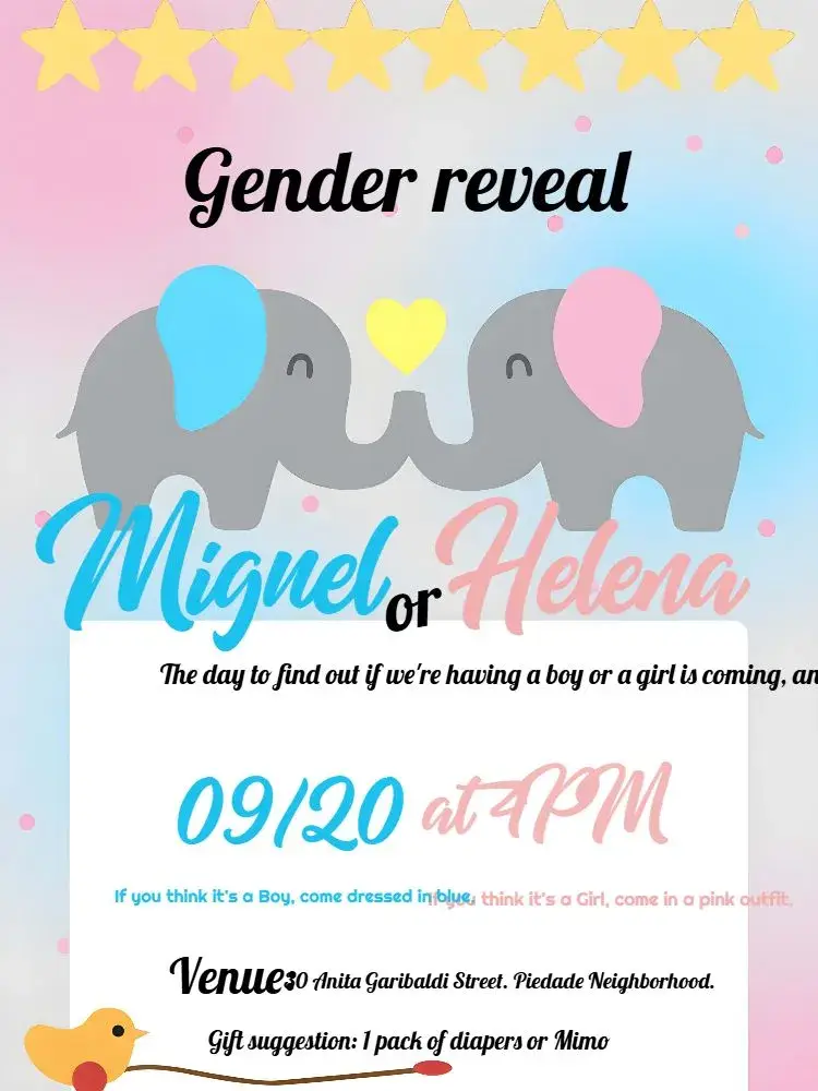 Elephant Blue Gender Reveal Tea Party invitation