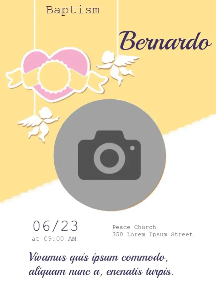 Invitation Customized Heart Angel Baptism – Baptism theme floral, delicate, modern, spring, childlike, customized