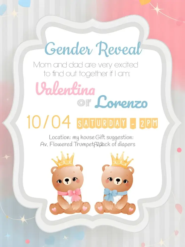 Royal Teddy Bears Gender Reveal Tea invitation