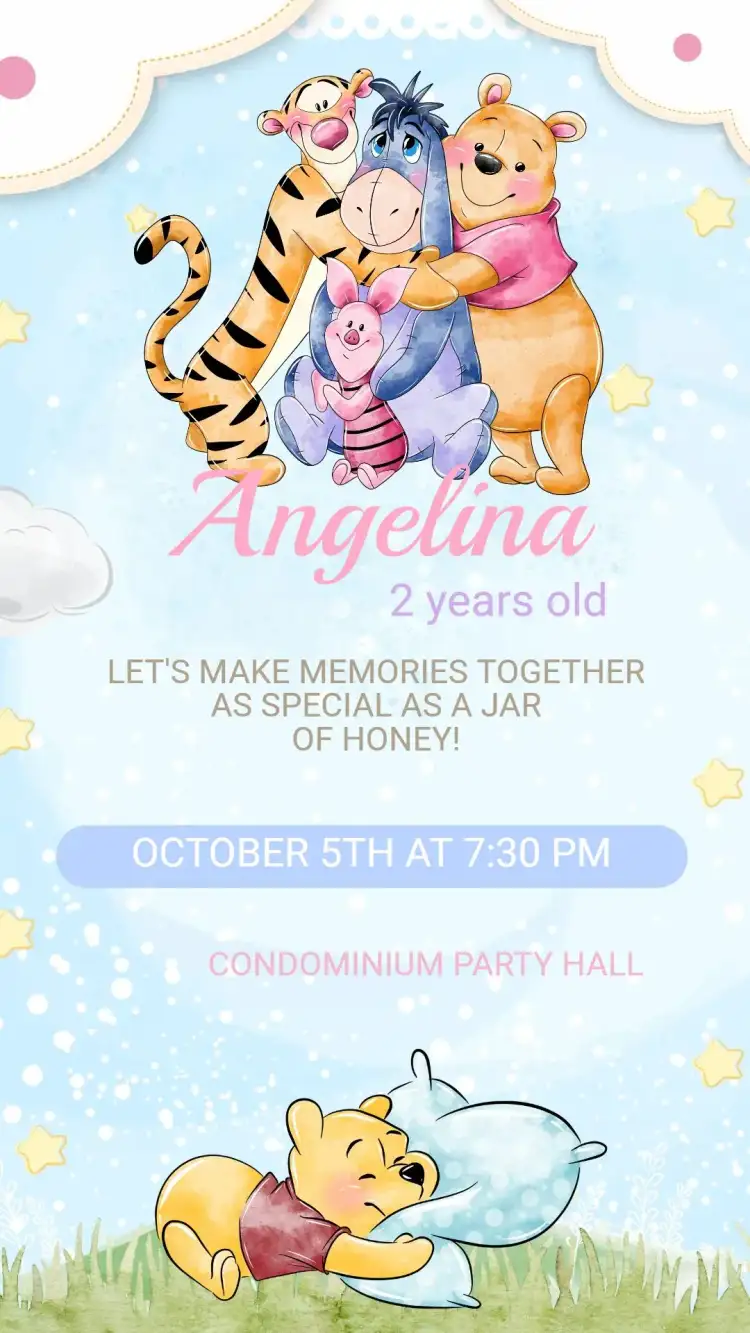 Winnie the Pooh Kids Birthday Invitation