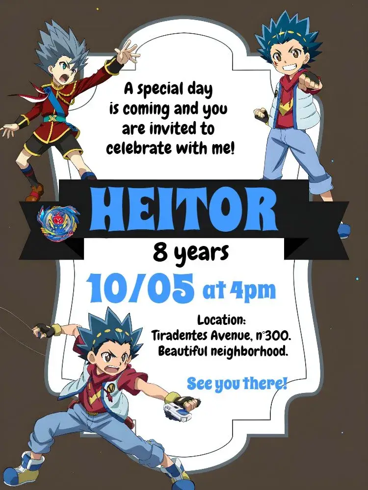 Blue Beyblade invitation