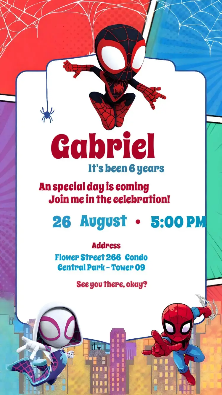 Invite Spider-Man Spidey Friends First Birthday editable and customizable