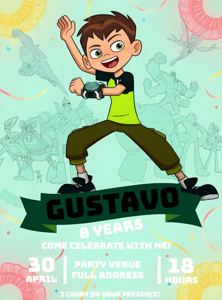 Ben 10 Monsters invitation