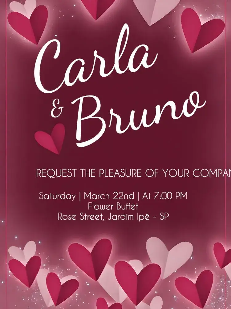 White Hearts Wedding invitation