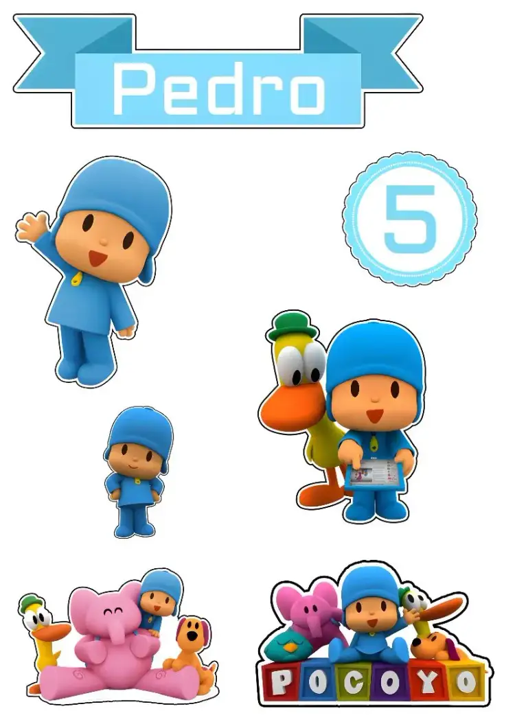 Invitation Topo De Bolo Pocoyo Azul – Cake topper theme colorful, childlike, fun, themed, playful