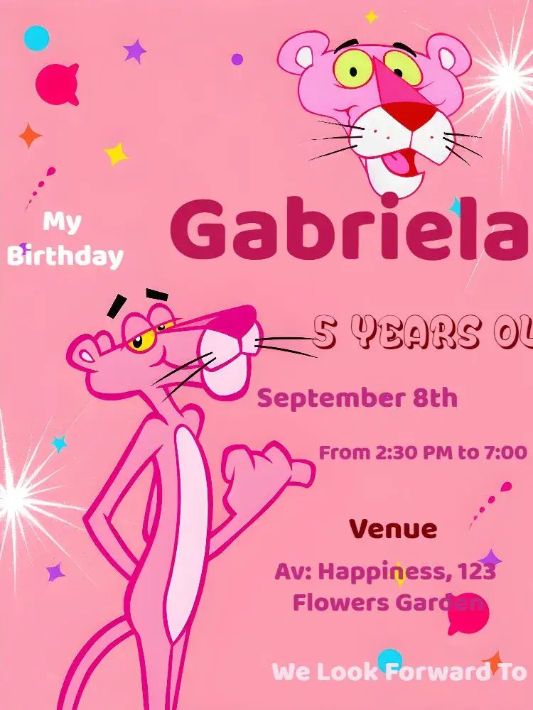 Blue Pink Panther invitation