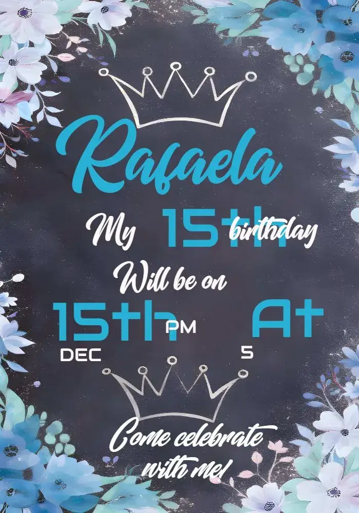 15 Years Brown Floral invitation