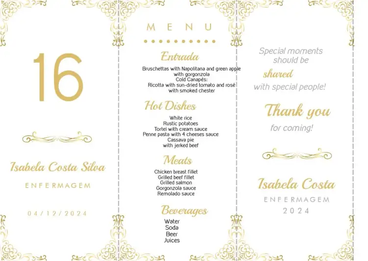 Invitation Menu Golden Graduation Triangle – Graduation theme golden, yellow, arabesque, modern, elegant, triangular