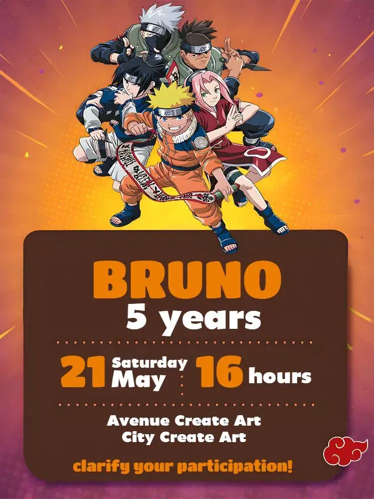 Brown Ninja Naruto invitation