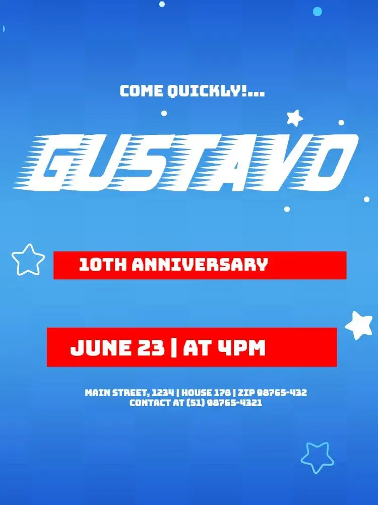 Digital Sonic Fast Stars Boy invitation