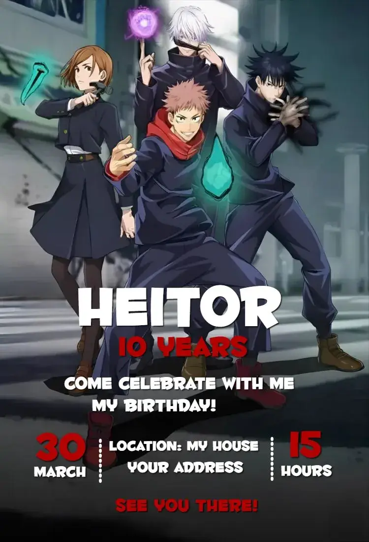 Invite Jujutsu Kaisen 1 editable and customizable