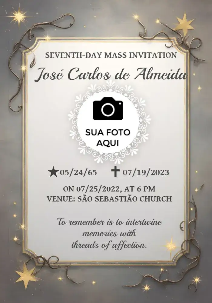 Invitation Mass Of 1 Year White Death – Commemorative Dates theme minimalist, elegant, serene, white, gray, comforting