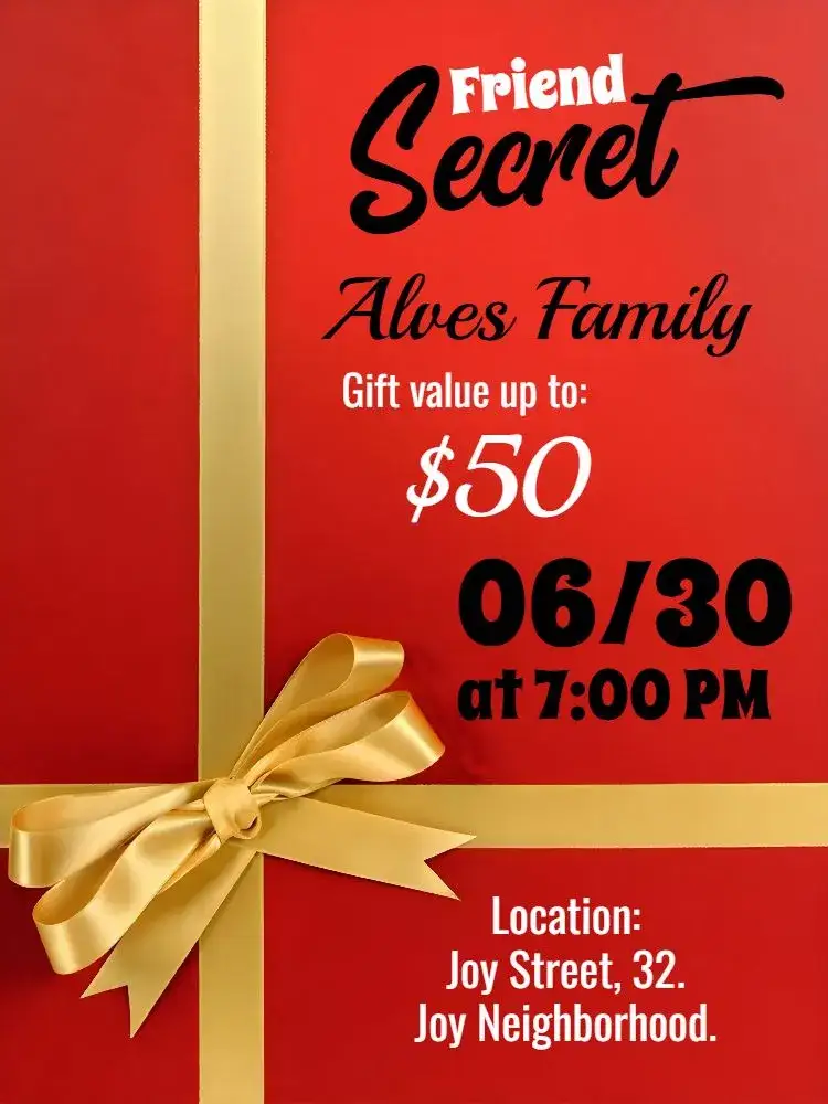 Invitation For Secret Santa Girl – Commemorative Dates theme red, festive, cheerful, modern, childlike