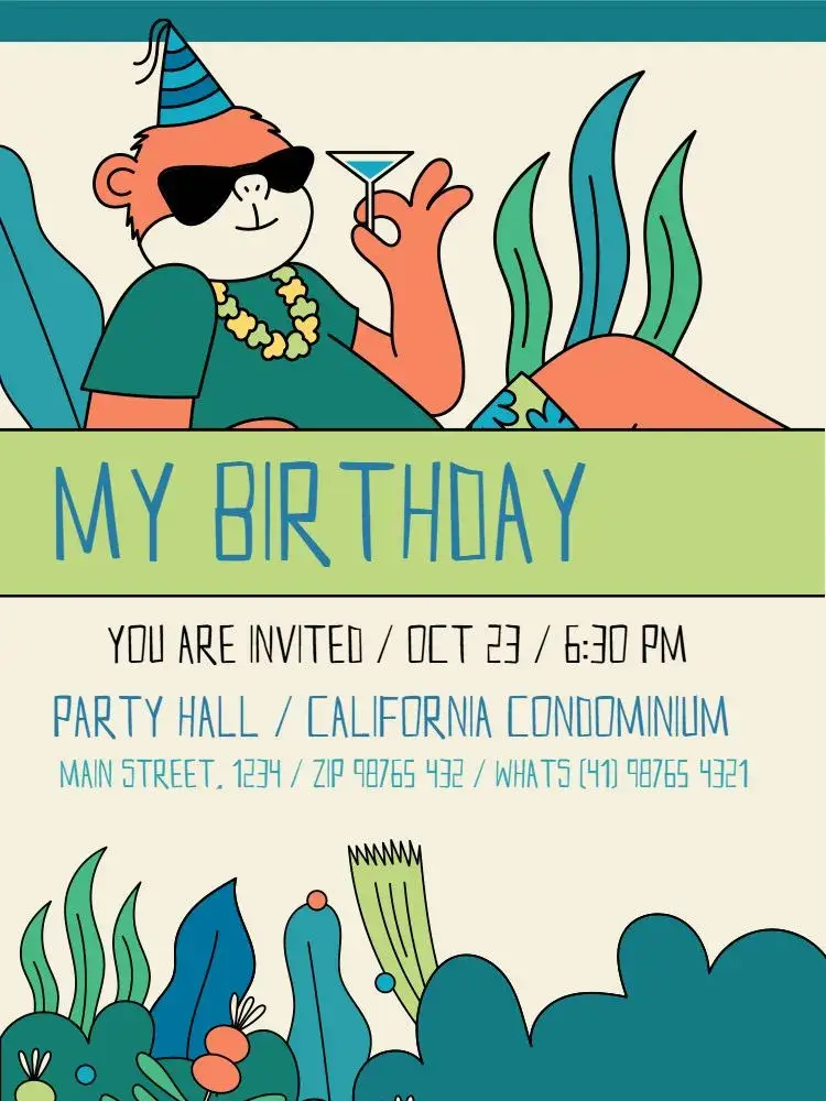 For Green Animal Boy invitation