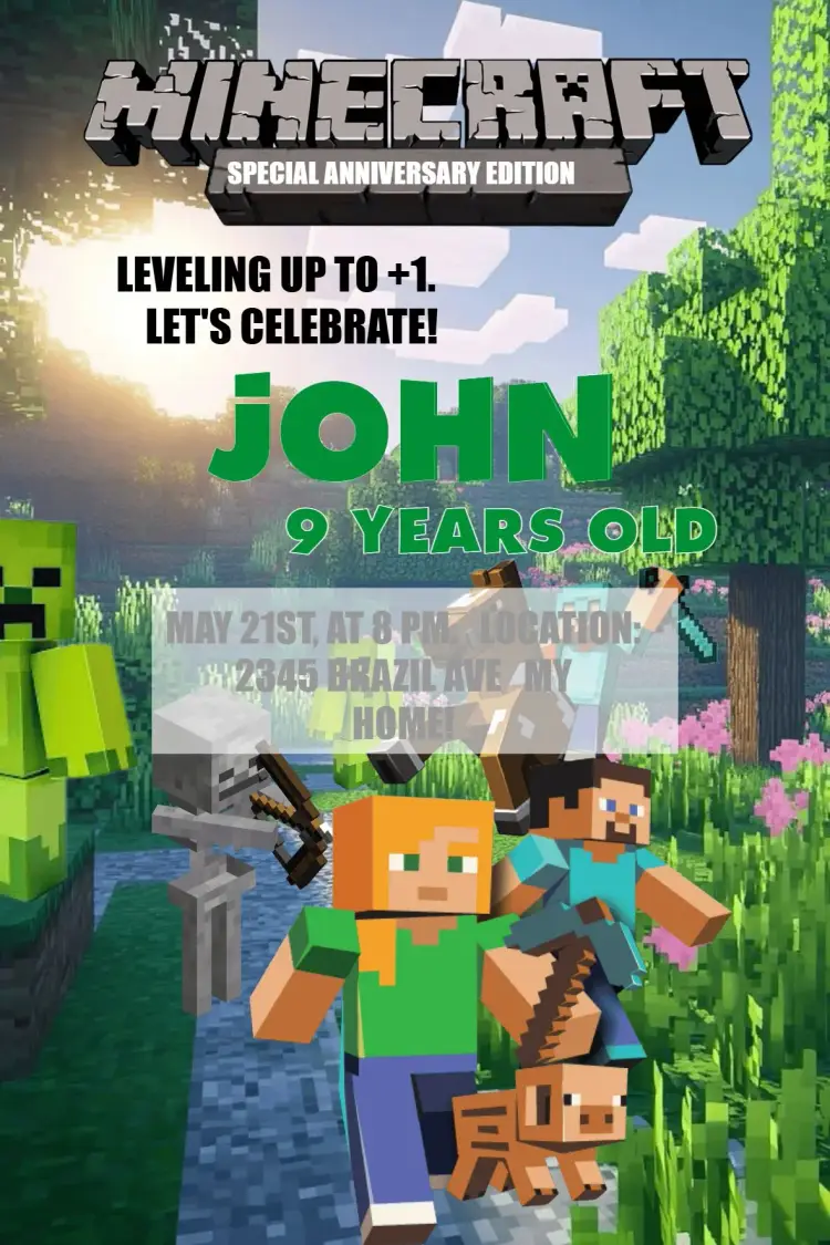 Minecraft Blocks invitation
