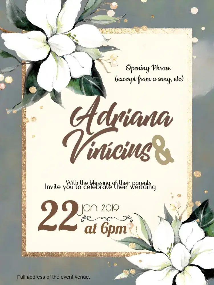 Invitation White Floral Wedding – Wedding theme floral, modern, elegant, golden, white