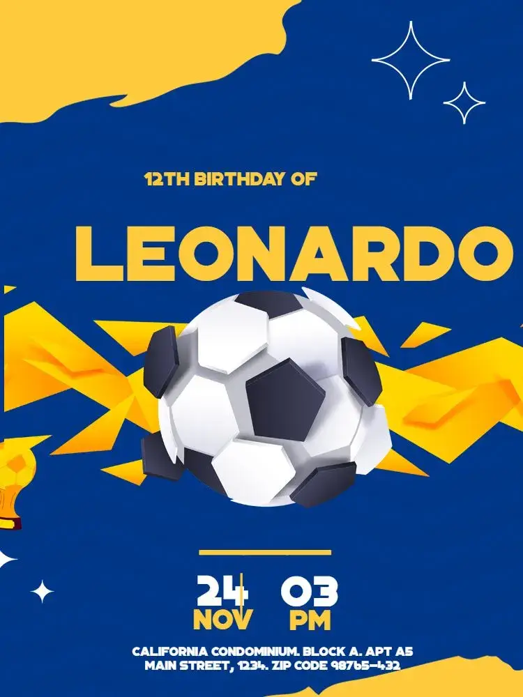 Modern Blue Soccer Team invitation