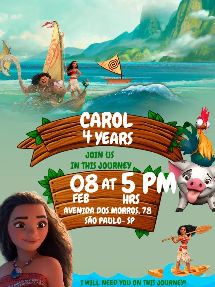 Moana Colorful invitation