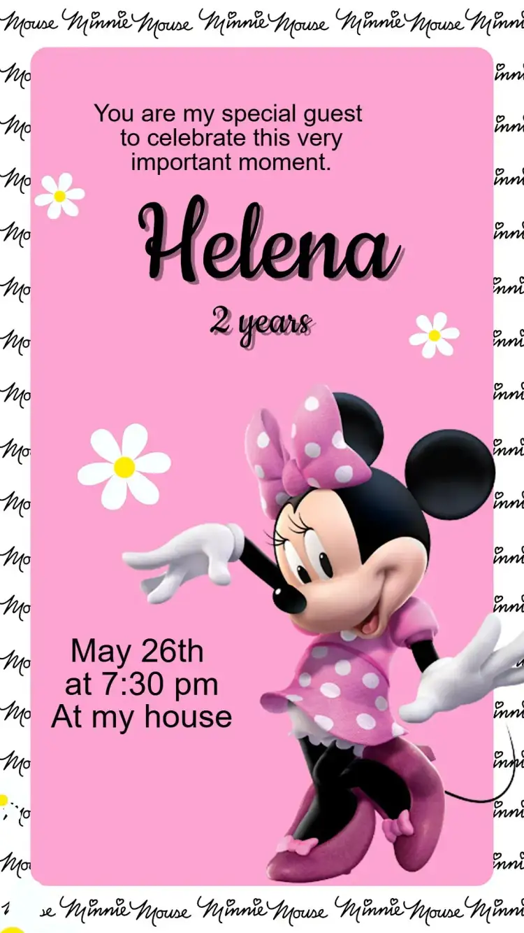 Invitation Pink Minnie Birthday Invitation – Kids' Birthday Party theme pink, red, polka dots, Disney, modern