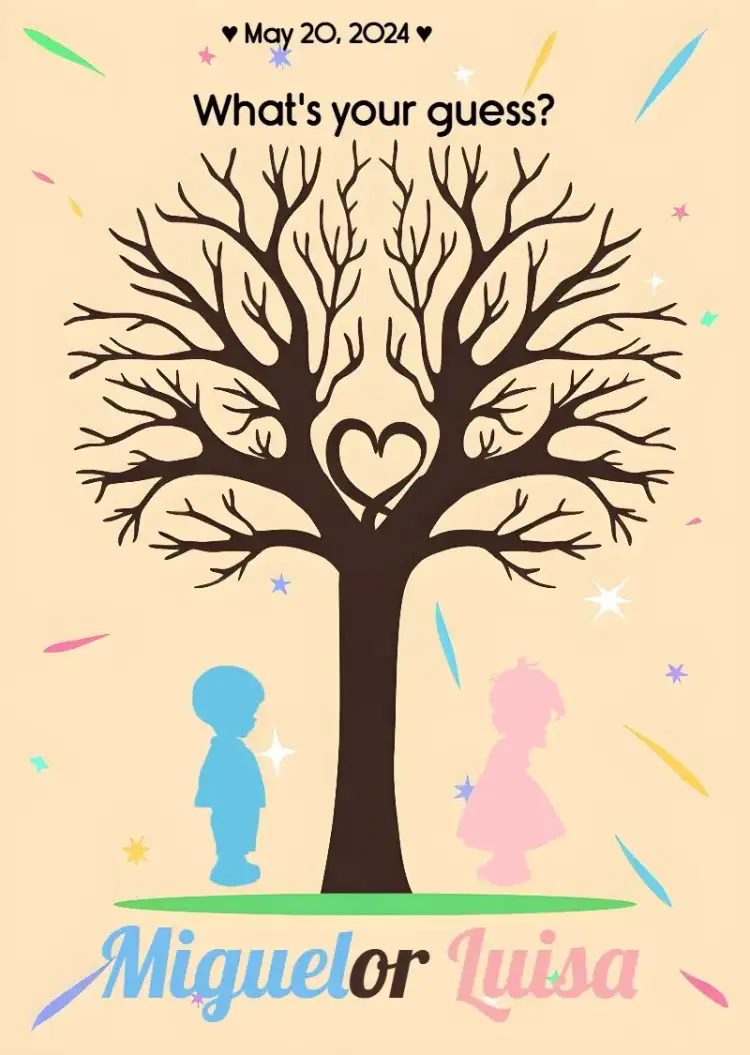 Invitation Fingerprint Tree Gender Reveal Pink – Gender Reveal theme pink, blue, minimalist, modern, fun, childish
