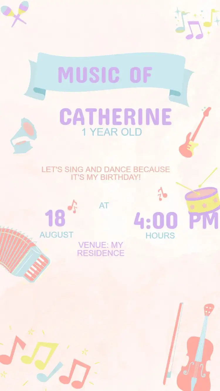Invitation Musical Birthday Invitation – Kids' Birthday Party theme colorful, musical, fun, cheerful, childlike