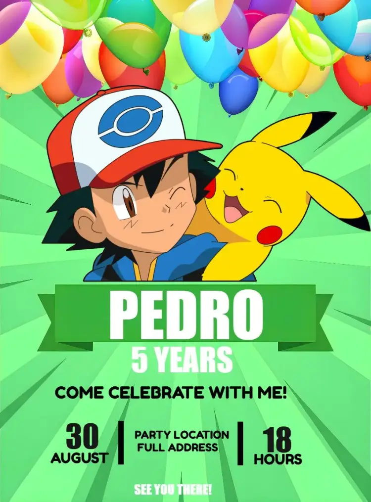 Pokemon Kids invitation