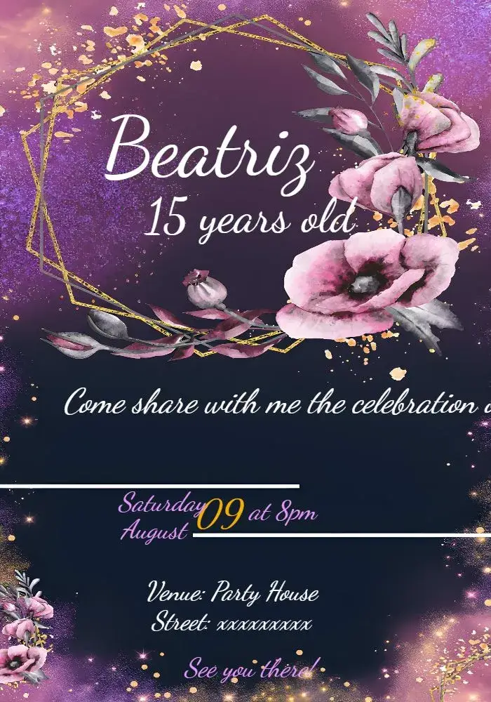 15th Floral Adult Birthday invitation