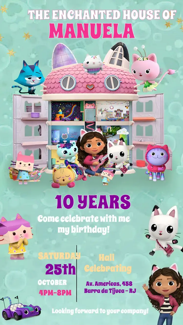 A Casa Mágica Of Gabby Little Animals invitation