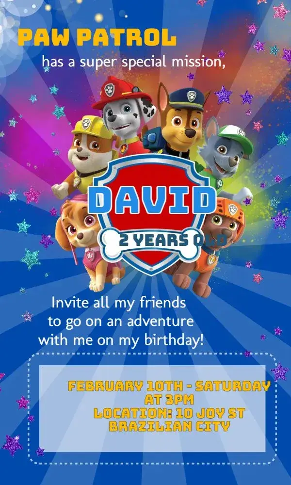 Patrol Canine Everest invitation
