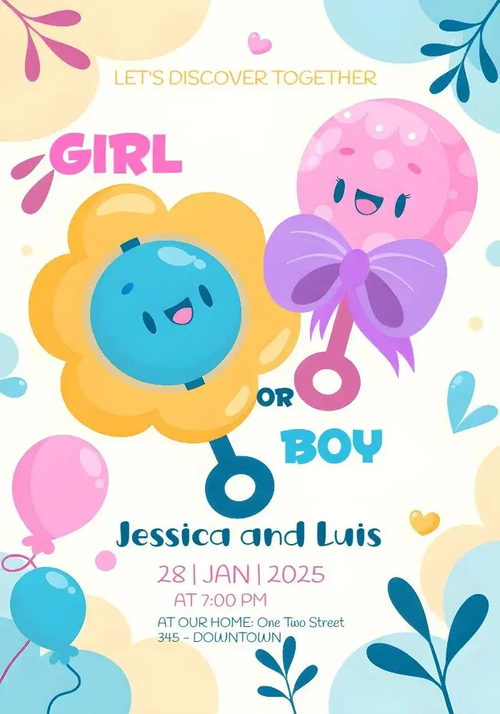 Baby Gender Reveal Party invitation