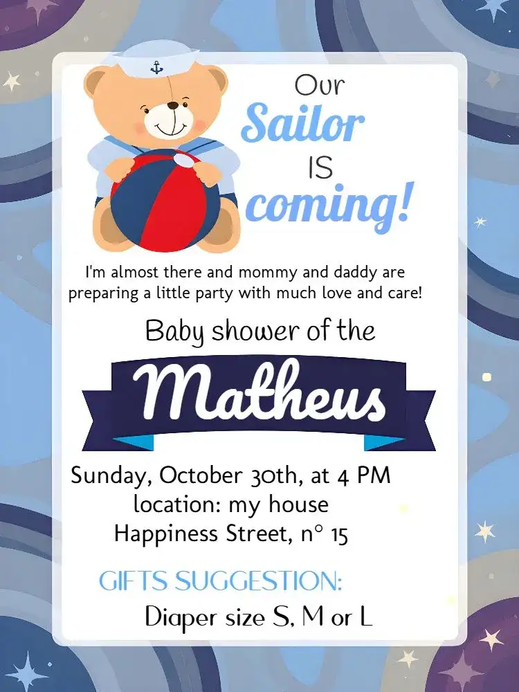 Sailor Teddy Bear Black Diaper Tea Party