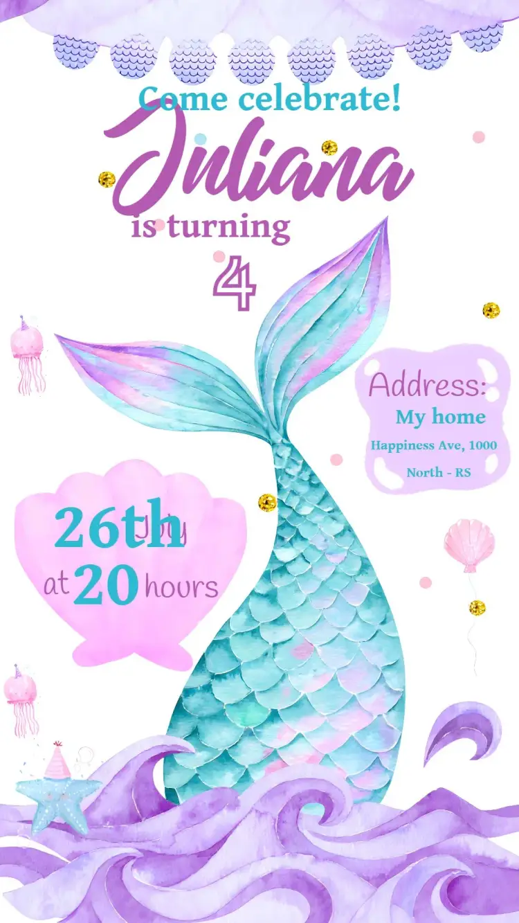 Mermaid Under the Sea Kids invitation