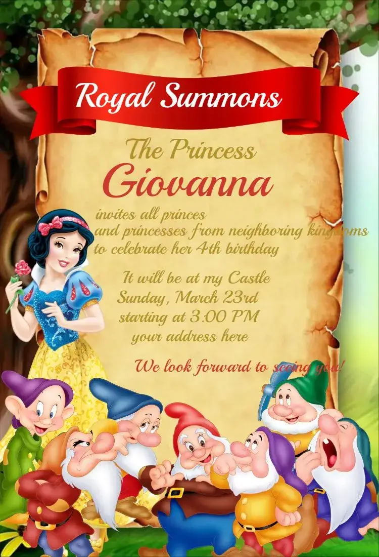 Invite Snow White 2 editable and customizable