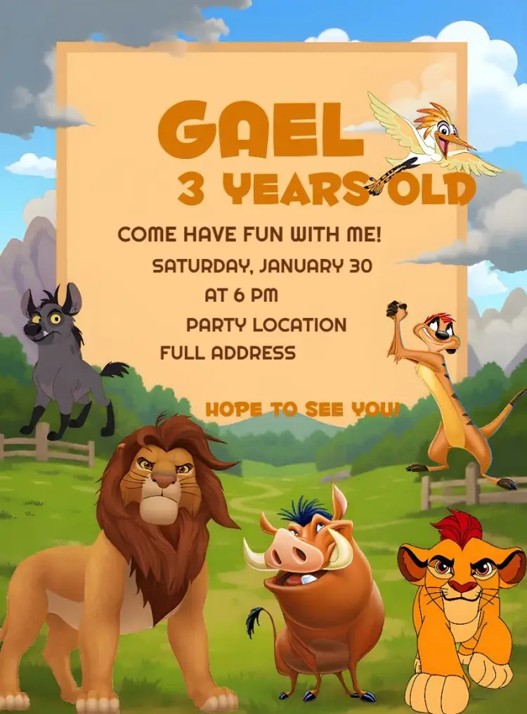 Lion King Mufasa invitation