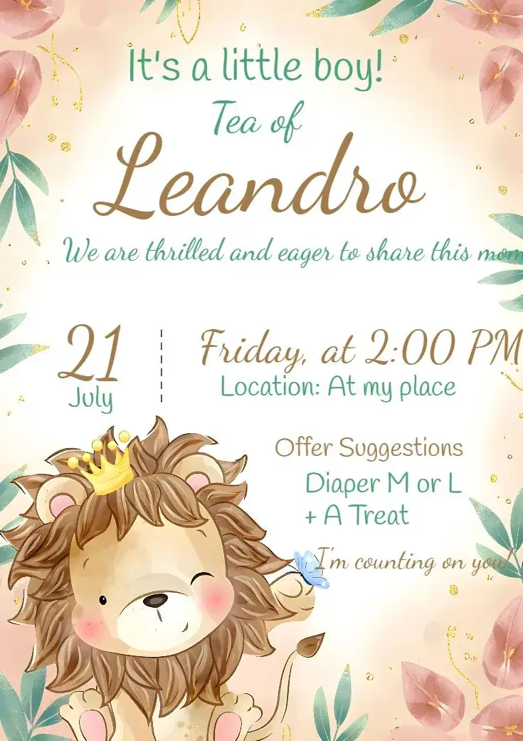 Lion Baby Shower invitation