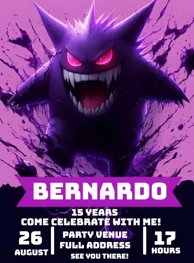 Gengar Pokemon Drawing invitation