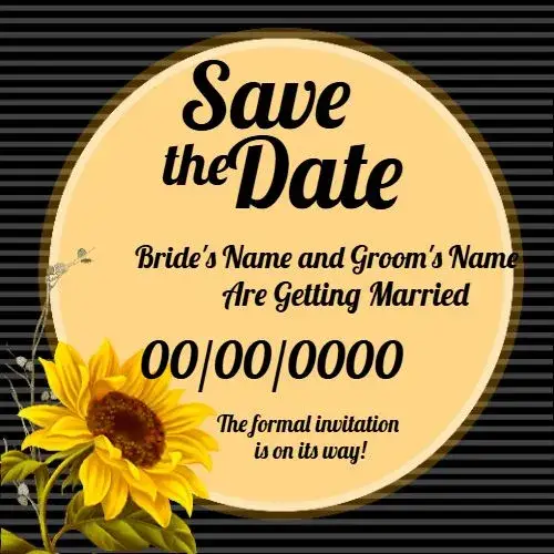 Invite Save The Date Dark Sunflower Digital editable and customizable