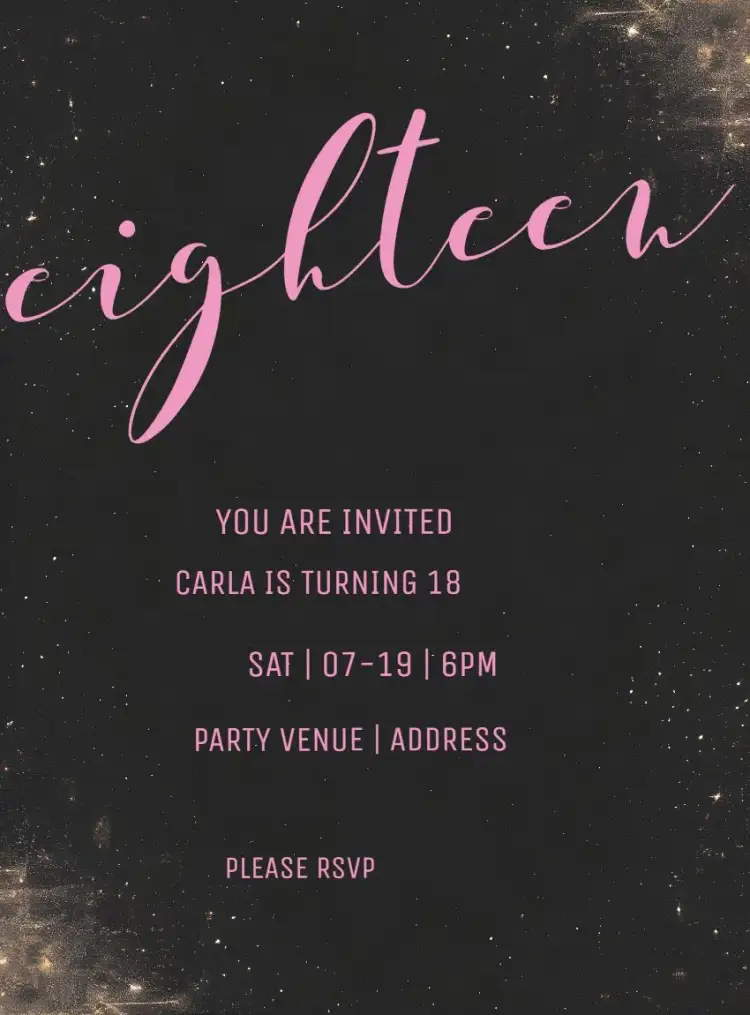 Invitation Minimalist Black And Pink 18th Woman – Sweet 15 theme minimalist, modern, elegant, black, pink, sophisticated