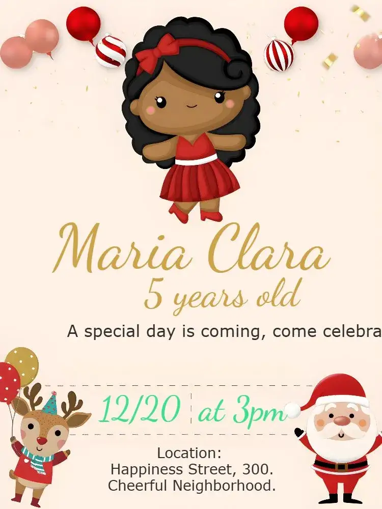 Invitation Black Girl Santa Claus Christmas – Commemorative Dates theme colorful, diversity, festive, traditional, joyful, inclusive