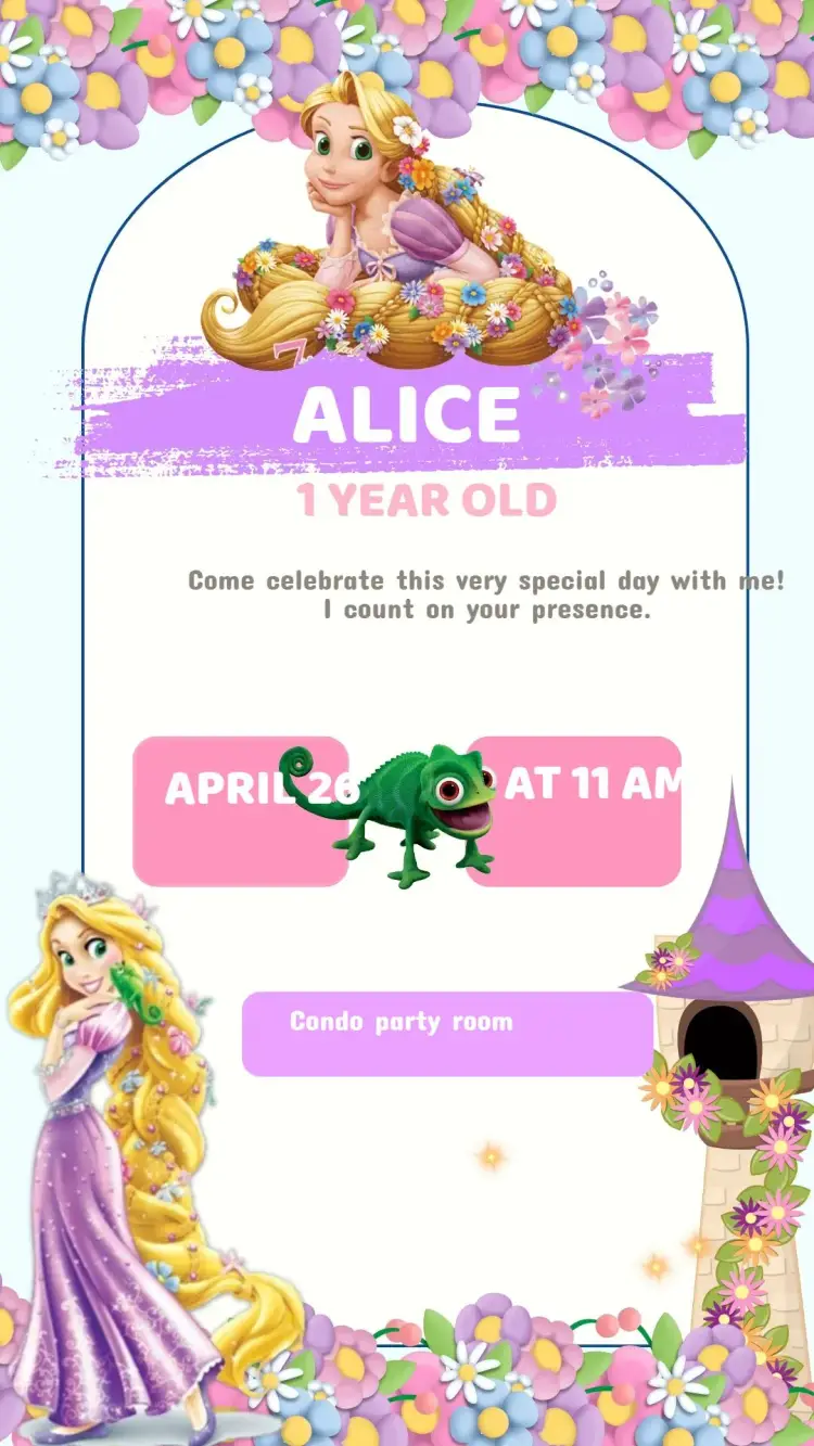 Editable Tangled Princess Kids Invitation