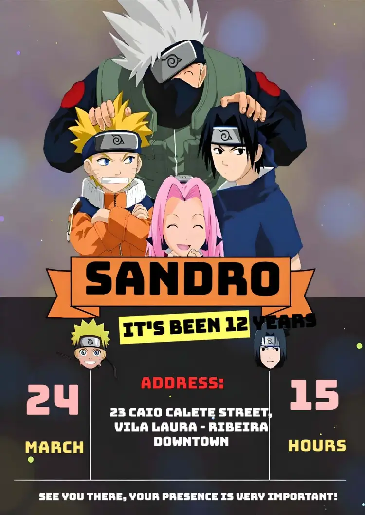 Naruto Bday invitation