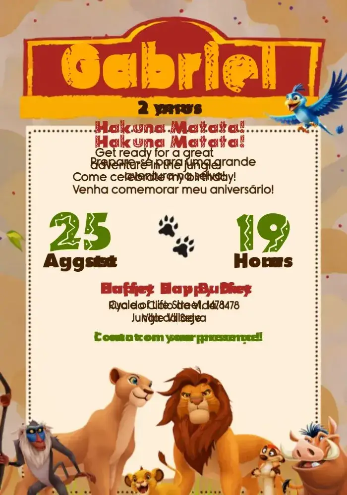 Lion King Lion invitation