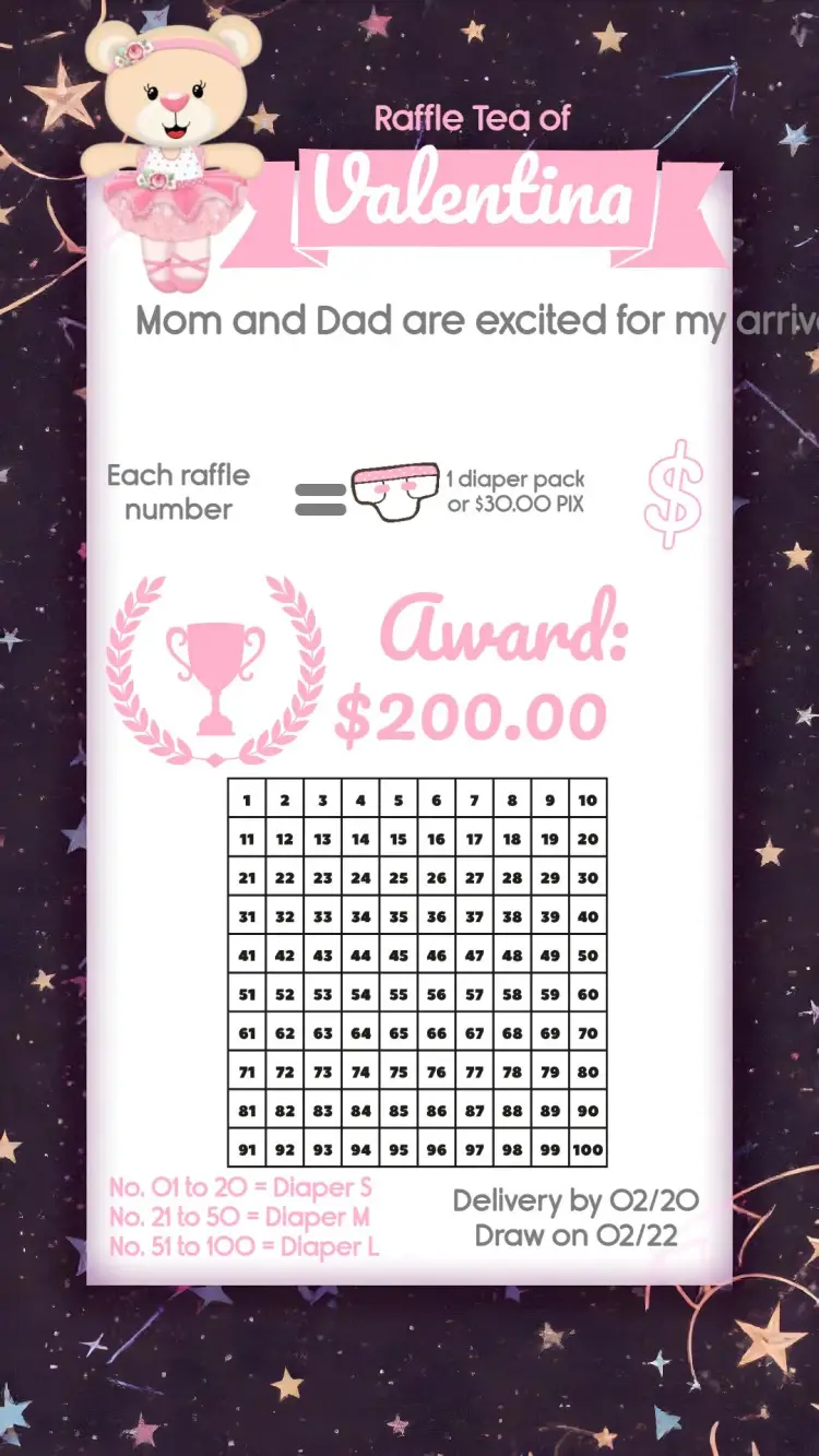 Ballerina Teddy Bear Raffle Tea Party invitation