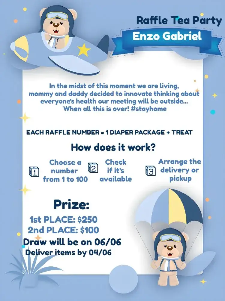 Navy Aviator Teddy Bear Raffle Tea invitation