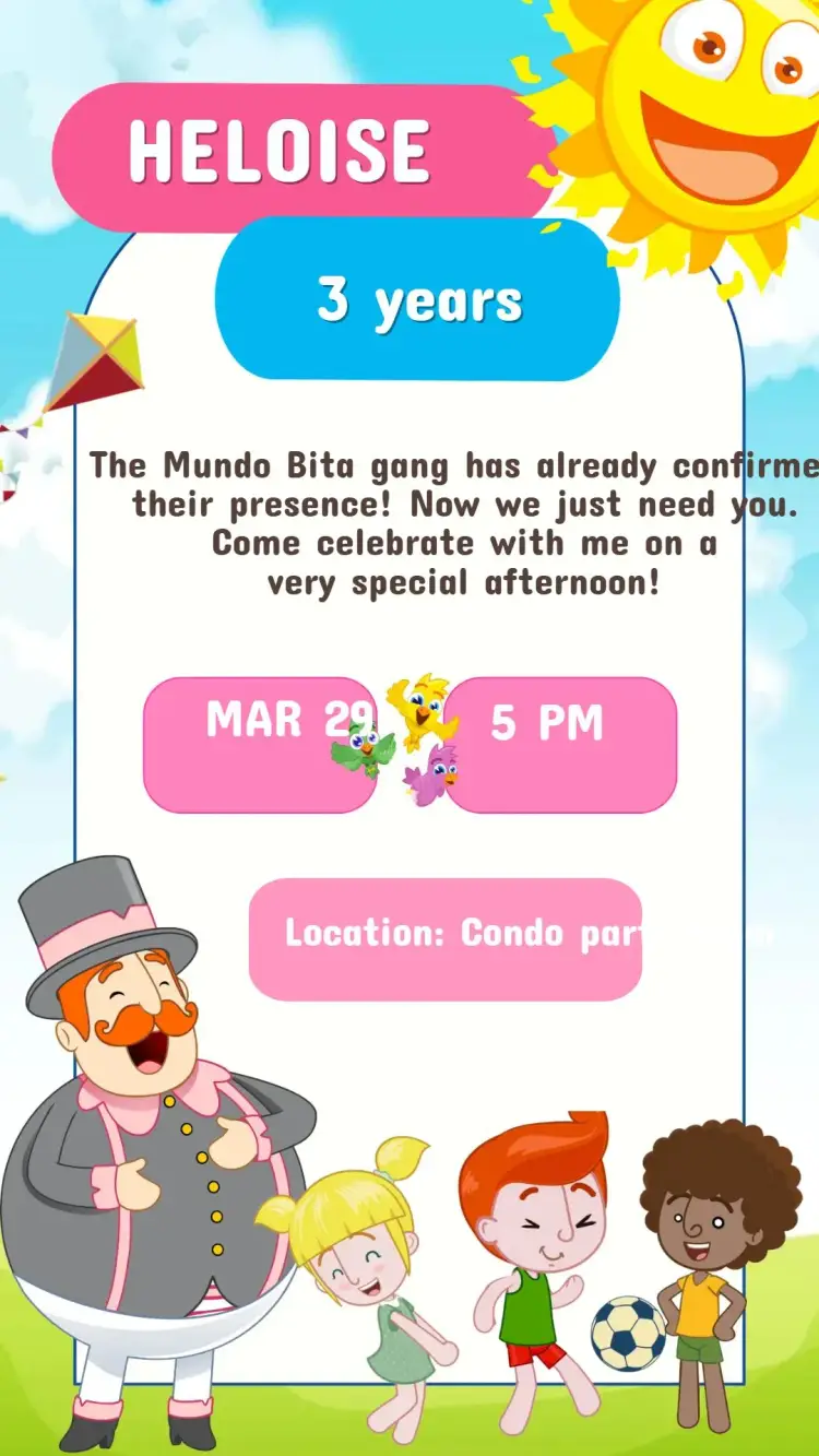 Birthday Invitation Mundo Bita Girl