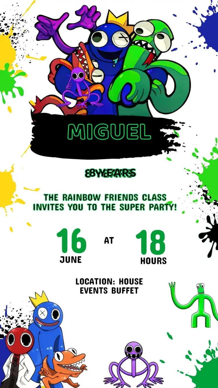 Rainbow friend Birthday Invitation