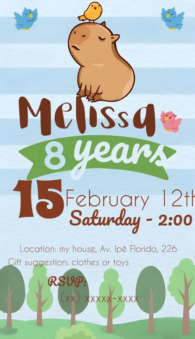Capybara Girl invitation