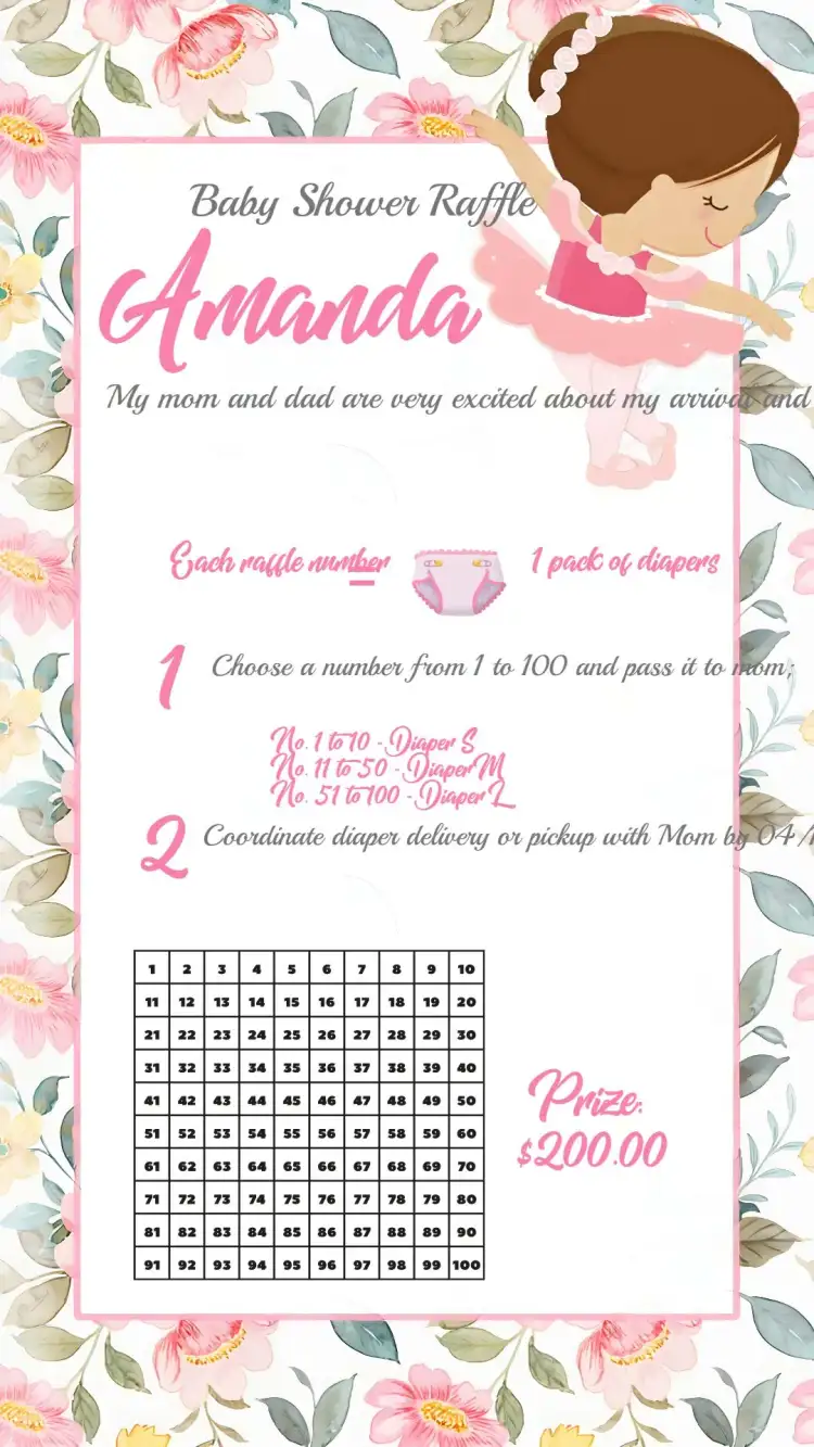 Diaper Ballerina Raffle Tea Party
