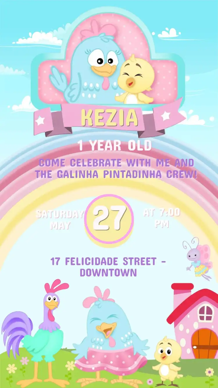 Invitation Birthday Galinha Pintadinha Candy to edit