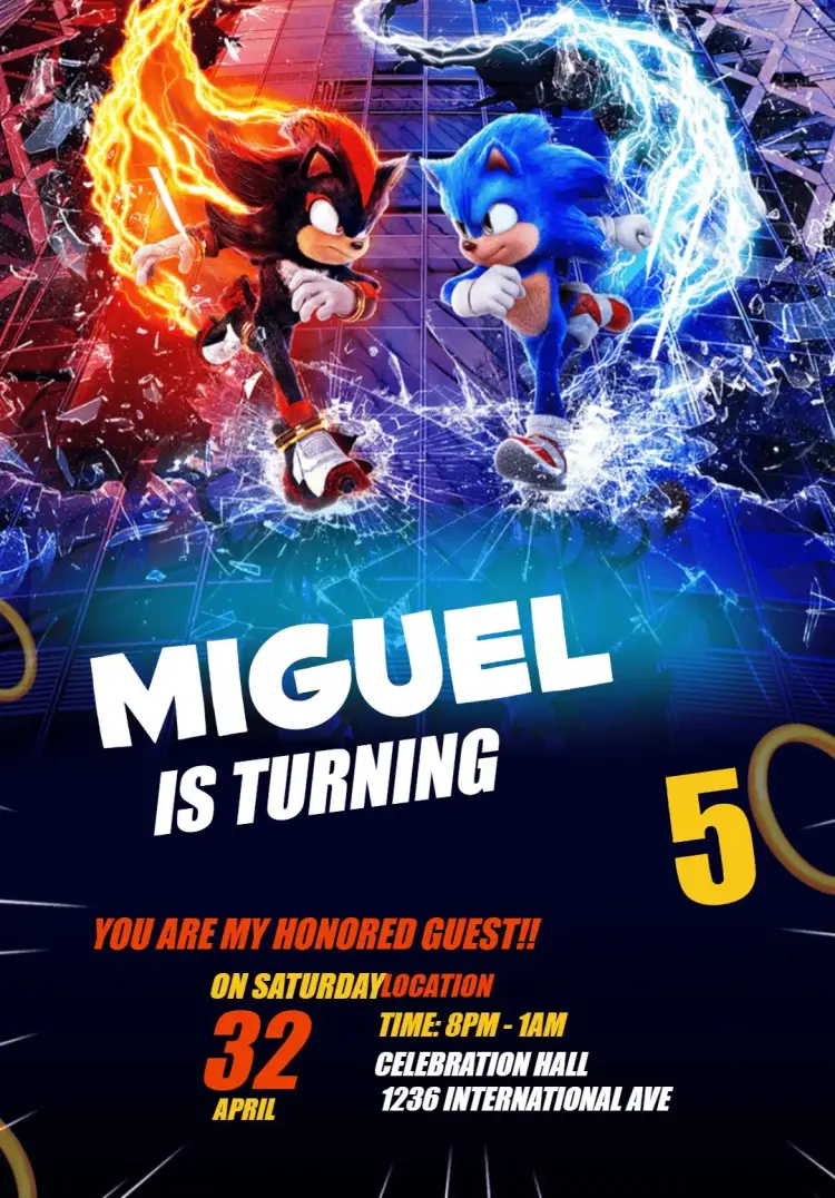 Sonic 3 Movie invitation